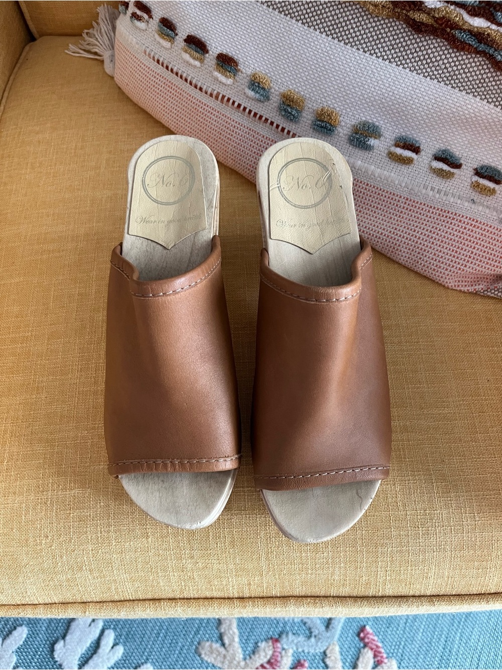 NO. 6 Daria Clog, Size 7, EU 38 Leather Open Toe in Color Desert